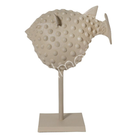 DECORATIEVE VIS OP STANDAARD ALU RAW/TAUPE 30X23X42