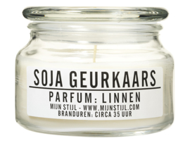 Geurkaars glas linnen soja-basis