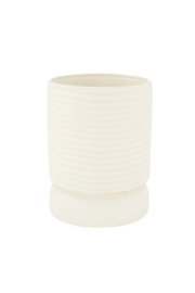 ZUSSS polystone pot met ribbels off white