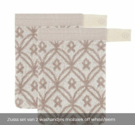 Zusss set van 2 washandjes mozaïek off white/leem