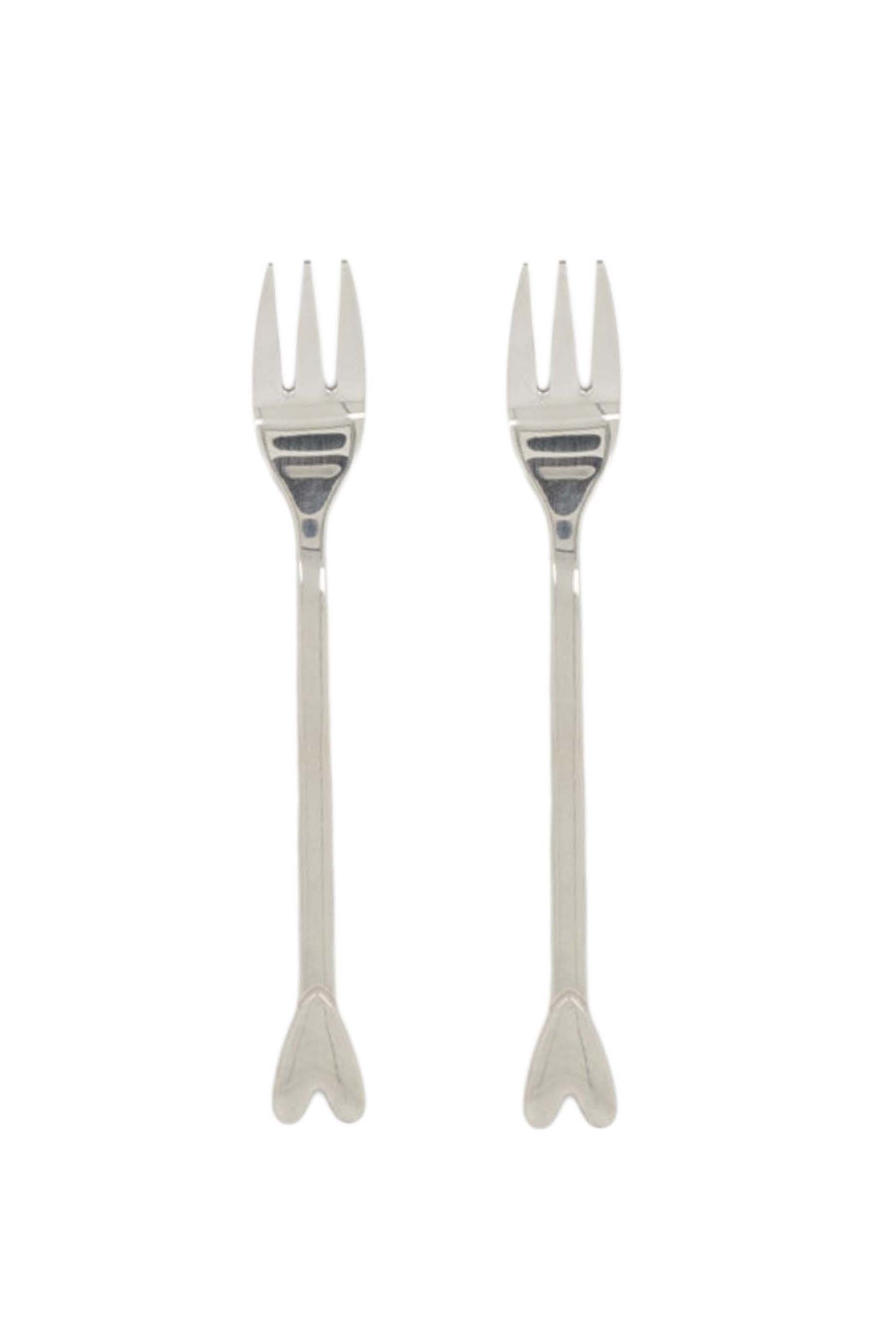 ZUSSS set van 2 vorkjes hartje zilver