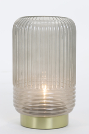 Tafellamp batterij LED Ø16x27,5 cm LIPA glas warm grijs