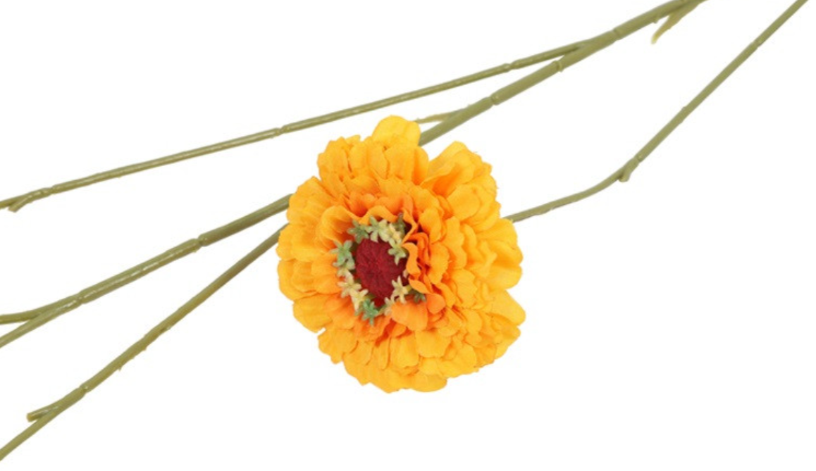 Kunstbloem bloem Zinnia geel