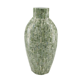 Vaas capiz 18x12x42cm donkergroen