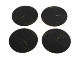 Onderzetter ro Marble s4 zwart/goud-L10,5B10,5H2,2CM