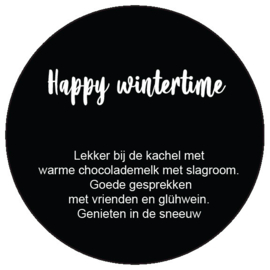 Gave onderzetter happy wintertime zwart