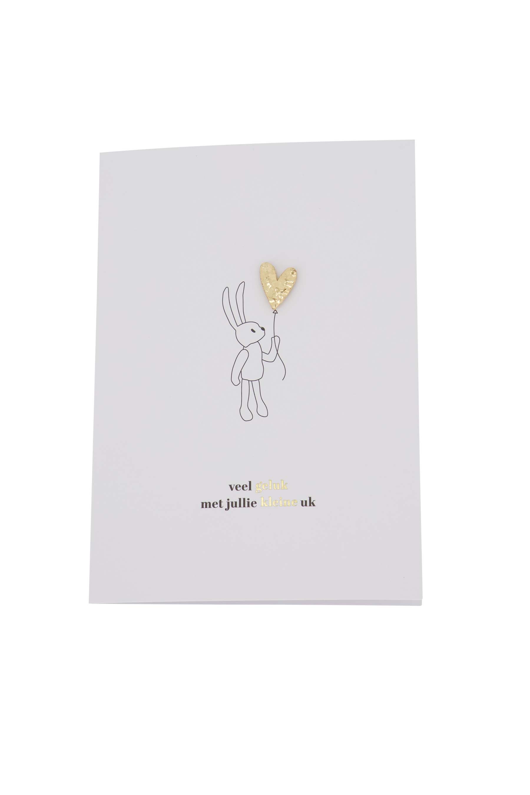ZUSSS wenskaart broche hartje kleine uk wit/zwart/goud