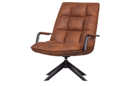 JOUKE DRAAIFAUTEUIL MET ARMLEUNING KUNSTLEER COGNAC