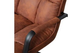 JOUKE DRAAIFAUTEUIL MET ARMLEUNING KUNSTLEER COGNAC