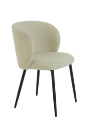 Eetkamerstoel 56x55x79 cm ELYNA teddy licht beige-mat zwart