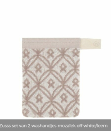 Zusss set van 2 washandjes mozaïek off white/leem
