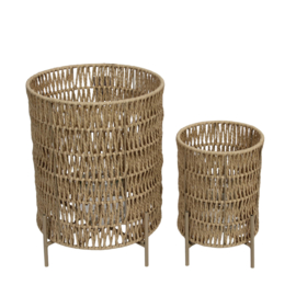 Lantaarn papier rope met glas S - Natural