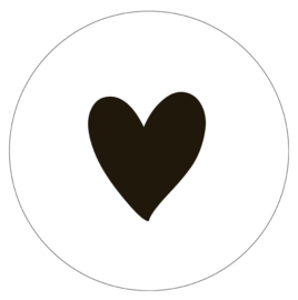 Muurcirkel wit met zwart hartje 30cm