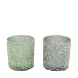 Theelichthouder glas 7.3x7.3x8cm C/2