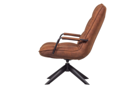 JOUKE DRAAIFAUTEUIL MET ARMLEUNING KUNSTLEER COGNAC