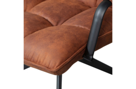 JOUKE DRAAIFAUTEUIL MET ARMLEUNING KUNSTLEER COGNAC