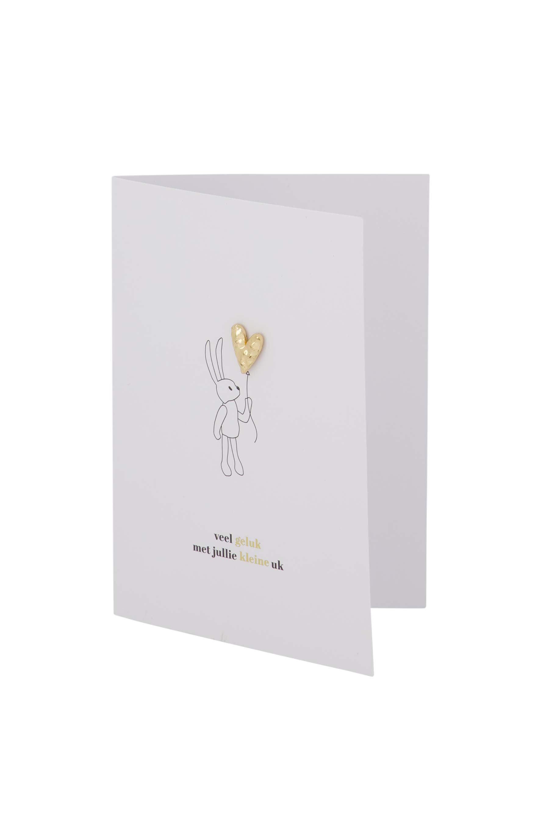 ZUSSS wenskaart broche hartje kleine uk wit/zwart/goud