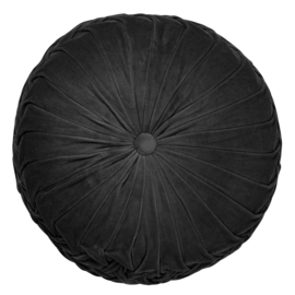 KAJA - Sierkussen rond velvet zwart 40cm