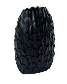 Vaas deco 28,5x19x40 cm FEDER zwart