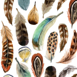 Servetten Aquarell Feathers 33x33 cm