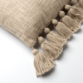 RUBY - Kussen 45x45 cm - 100% katoen - met flosjes - Pumice Stone - beige