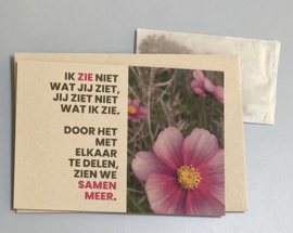 Vrolijke set postkaarten mét bloemenzaad