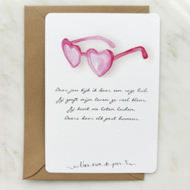 Wenskaart "Roze bril"