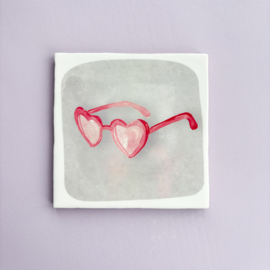 Tegeltje "Roze bril"