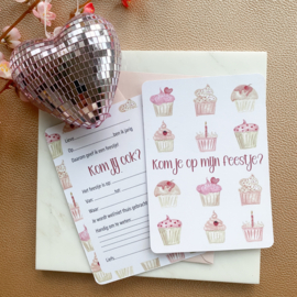 Kinderfeestje uitnodiging "Cupcakes"