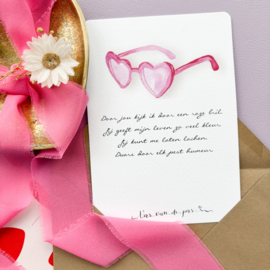 Wenskaart "Roze bril"