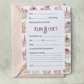 Kinderfeestje uitnodiging "Cupcakes"