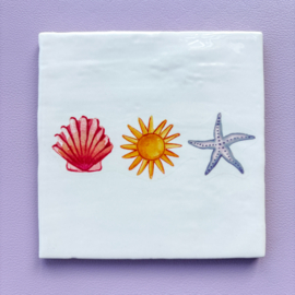 Tegeltje "Zon, zee, strand"
