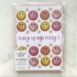 Kinderfeestje uitnodiging "Smileys"