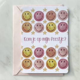 Kinderfeestje uitnodiging "Smileys"