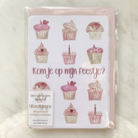 Kinderfeestje uitnodiging "Cupcakes"