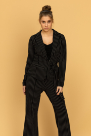 Tante Betsy Wrap Blazer Pinstripe Black