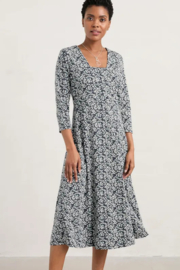 Seasalt Waterfront Jersey Dress Fish Swirl Maritime