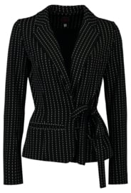 Tante Betsy Wrap Blazer Pinstripe Black