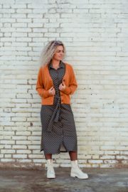 Mooi Vrolijk Dress Long - Dark Green with White Dots