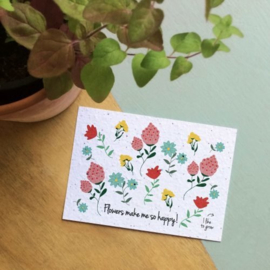 Bloom Your Message - Bloeikaarten 'Flowers make me so happy!' (fleurige bloemen)