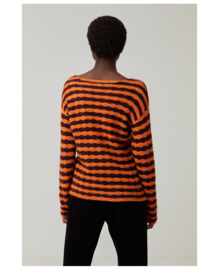 SURKANA Long Sleeve V-neck Striped Jumper Maroon