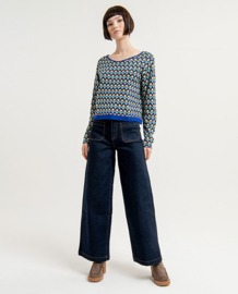 SURKANA Wide Boat Neck Sweater blue