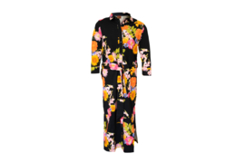 Mooi Vrolijk Dress Long - Black Flowers