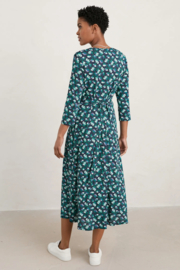 Seasalt Carwynnen Three Quarter Sleeve Dress hellebore collage studio green