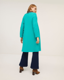 SURKANA Braid Knitted Coat with V-neck Turquoise