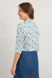 Seasalt Larissa Organic Cotton Shirt Bird Collage Chalk