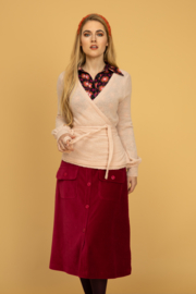 Tante Betsy Button Skirt Rib Cord Cerise