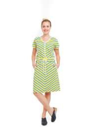Bakery Ladies Dress Stripe Lemon/ Kobalt Y/D Stripes