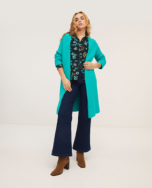 SURKANA Braid Knitted Coat with V-neck Turquoise