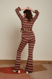 King Louie Border Flared Pants Lounge cabernet red